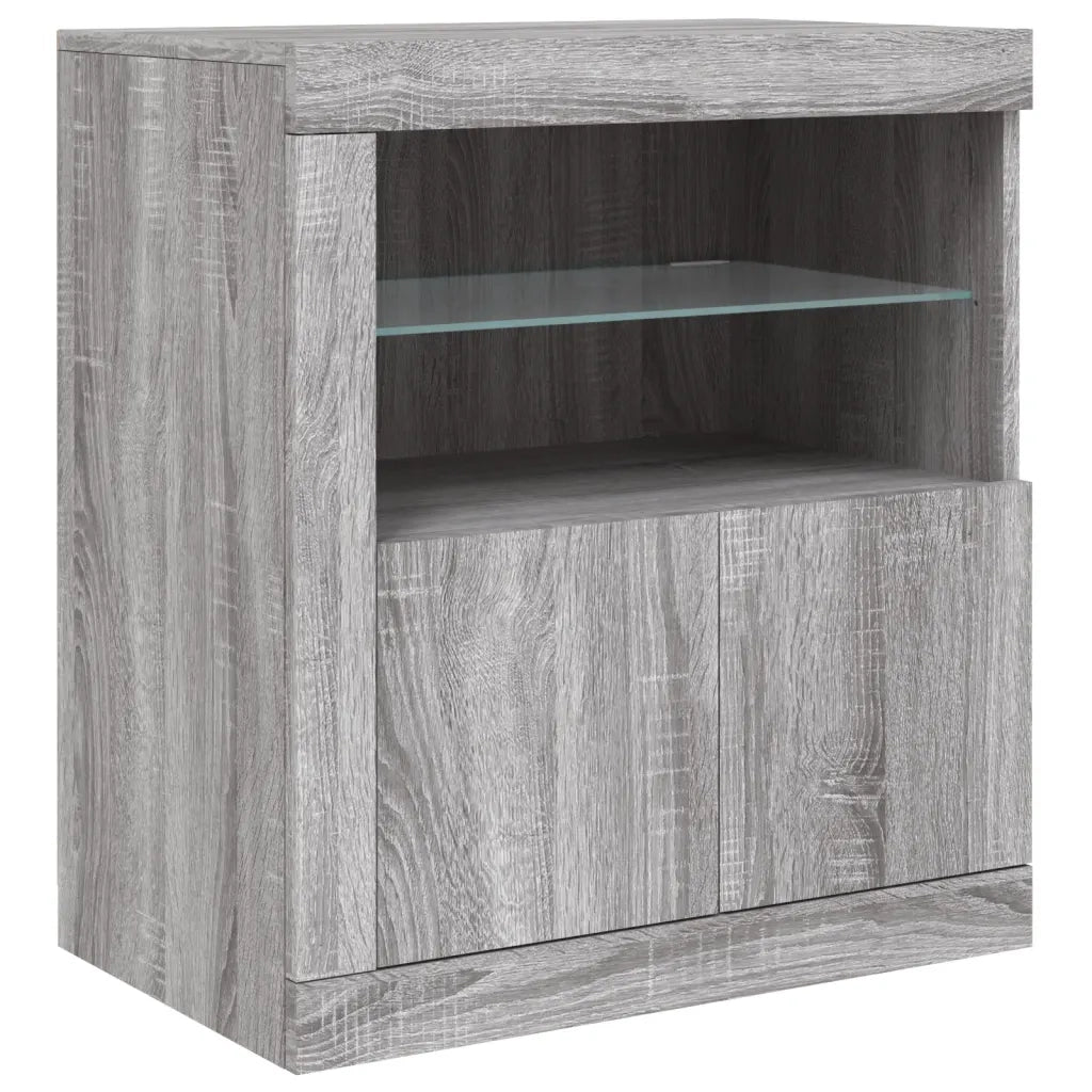 Credenza | Madia | Buffet da pranzo | Armadio da pranzo con Luci LED Grigio Sonoma 181,5x37x67 cm
