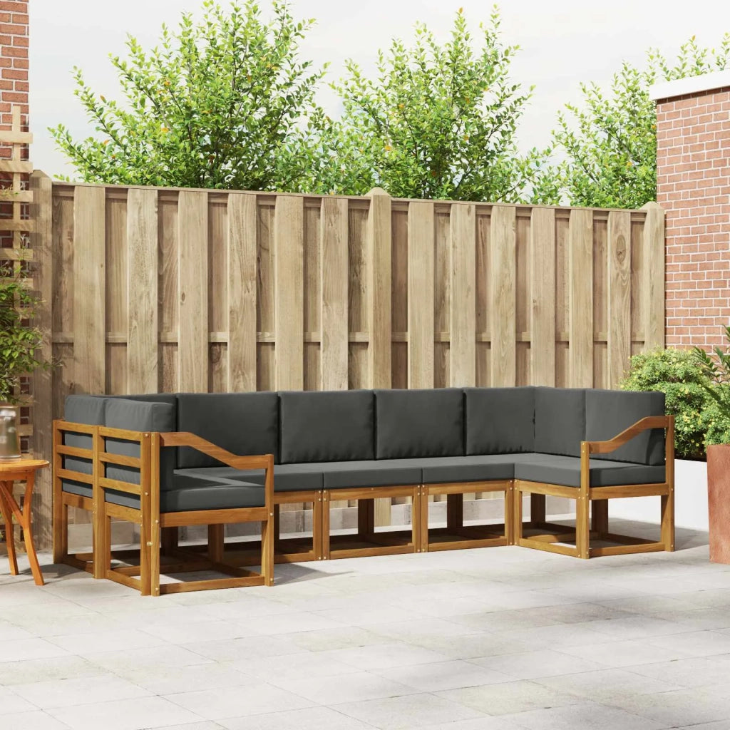 Set di divani da esterno con cuscino 7 pcs Naturale e Antracite