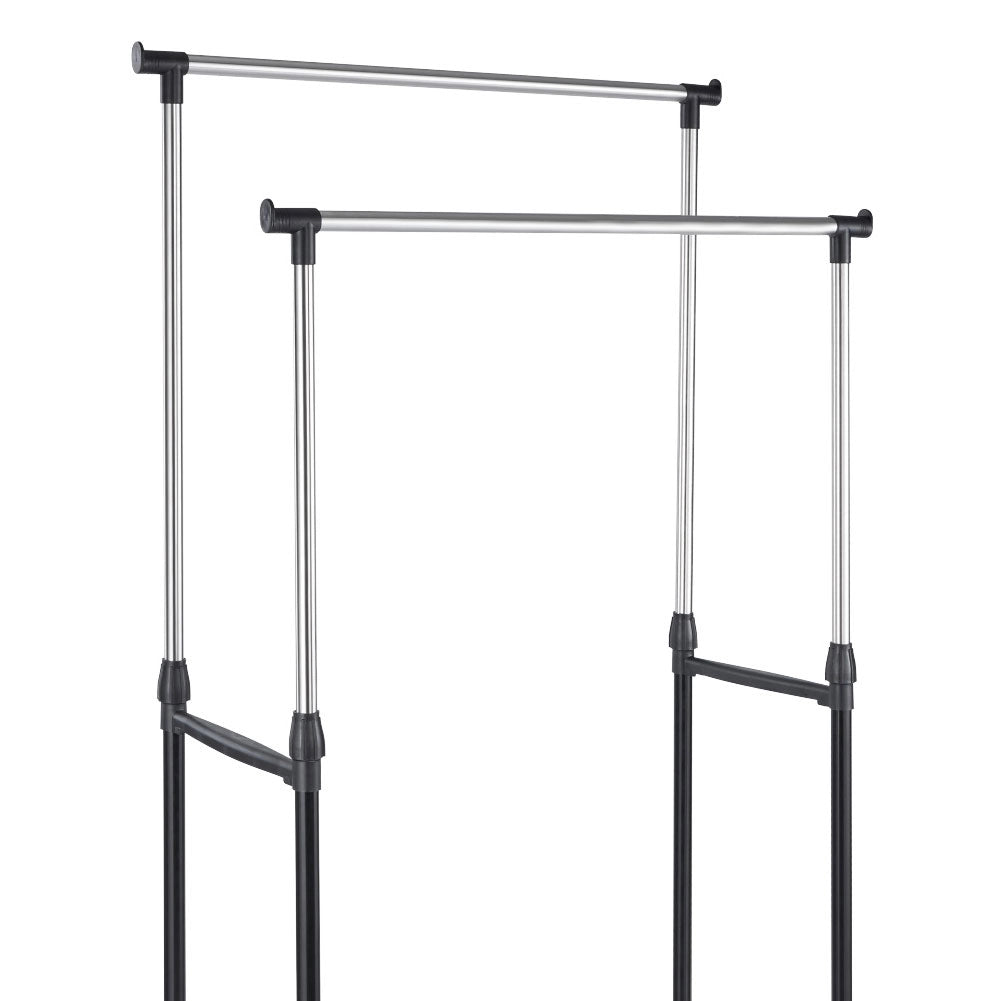 Stand Appendiabiti Doppio con Ruote Regolabile in Altezza Stender 80x40 fino 160cm