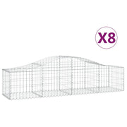 Set di 8 gabbioni ad arco per recinzione gabbia o muro di contenimento 200 x 50 x 40/60 cm ferro zincato argento 02_0041183