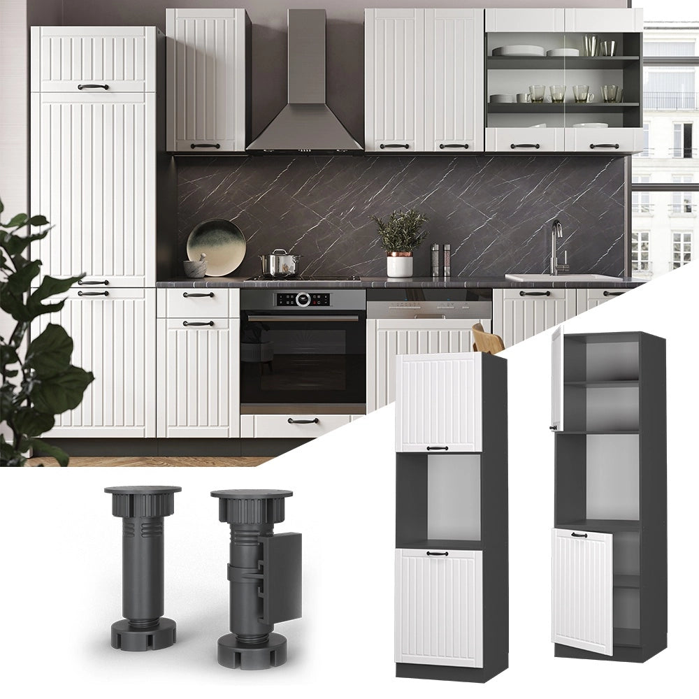 Mobile per forno da incasso Fame-Line Bianco rustico/Antracite 60 cm aperto Vicco
