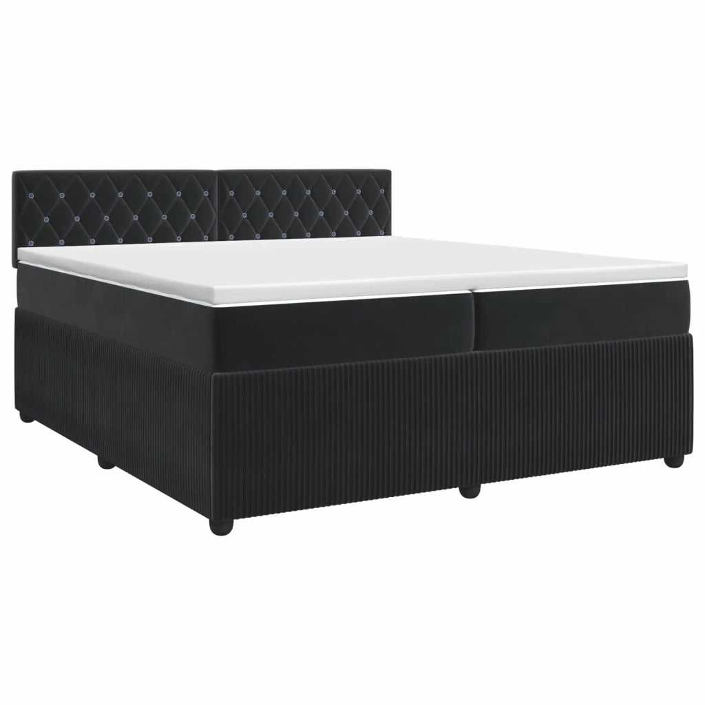 Letto box spring con materasso Nero 200 x 200 cm Velluto 3451741