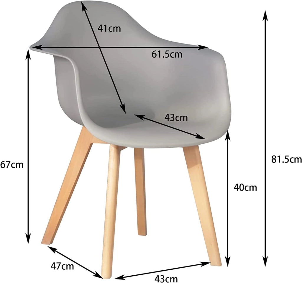 Set di 6 Sedie da Sala da Pranzo con Braccioli, Sedie da Cucina Stile Moderno Poltrone, Gambe in Legno Massello di Faggio, Grigio