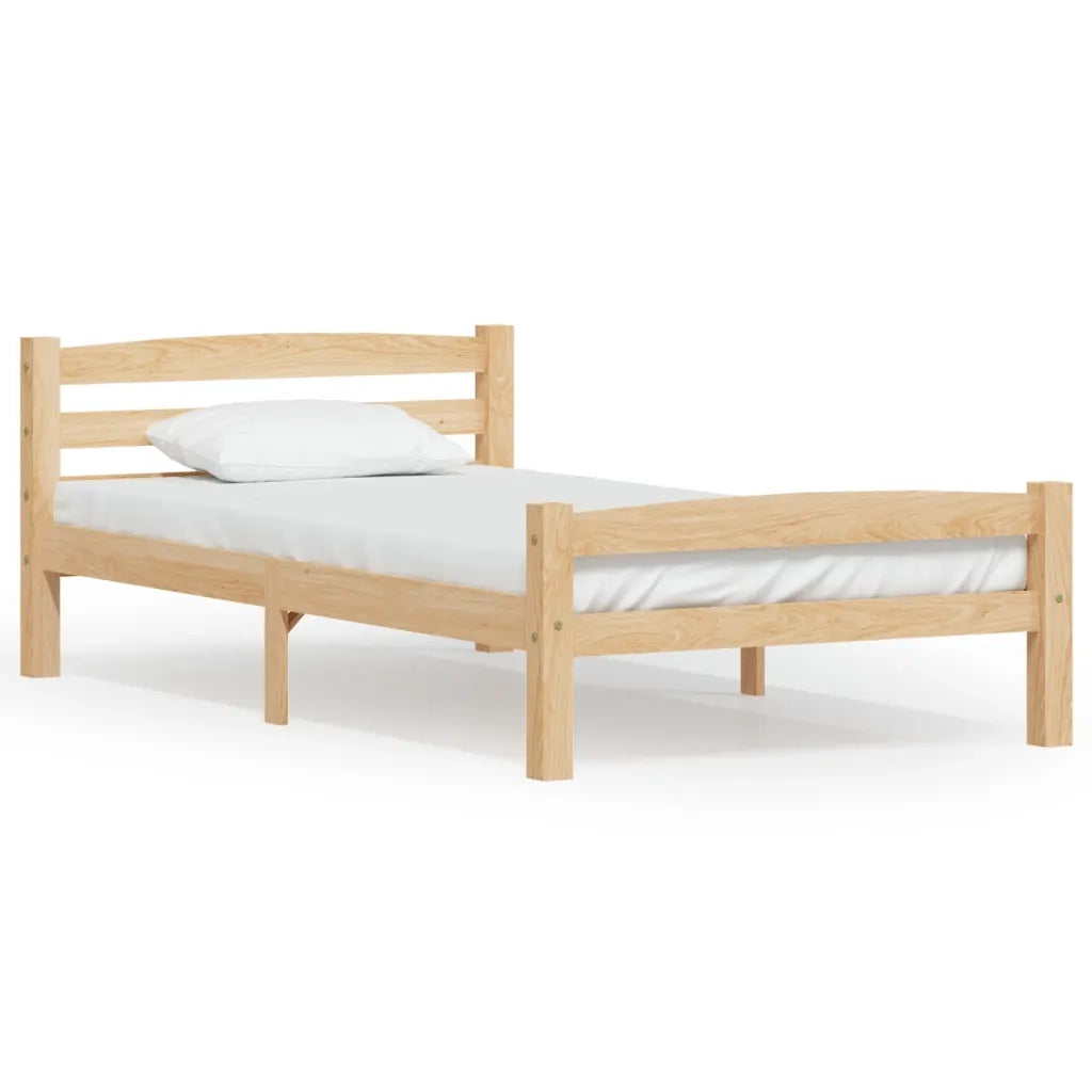 Letto singolo | Letto per adulti | Giroletto senza Materasso 90x200 cm in Legno Massello di Pino