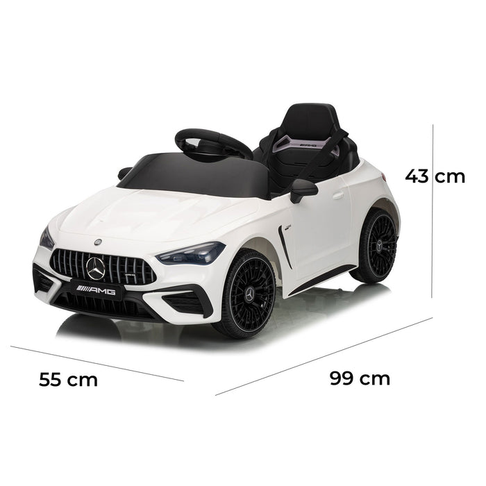 Macchina Elettrica per Bambini 12V Licenza Ufficiale Mercedes CLE53 Sedile in Pelle Bianco