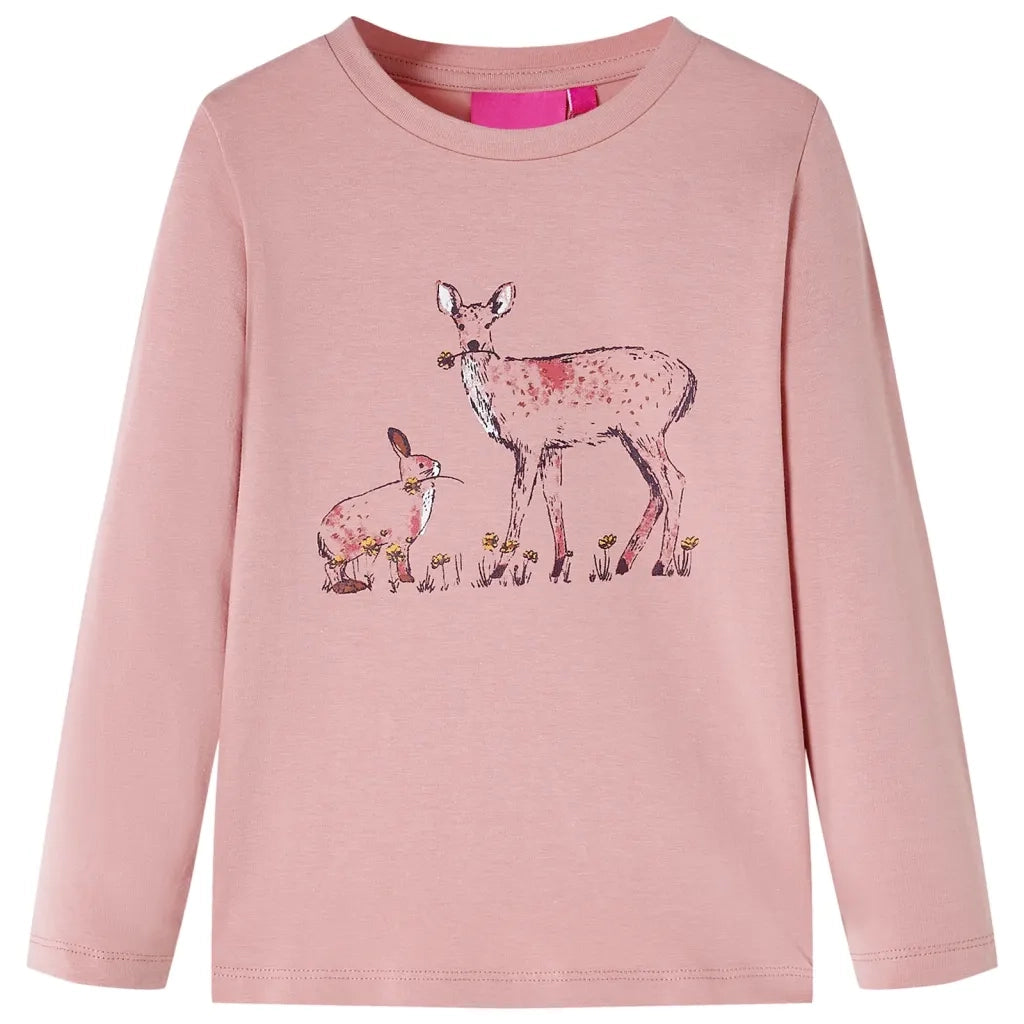 Maglietta da Bambina a Maniche Lunghe Rosa 128cod mxl 108402