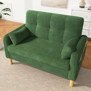 Divano 2 posti 119x78x85 cm con tasca laterale e 2 cuscini in ciniglia verde