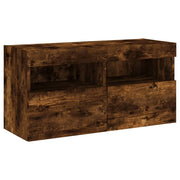 Mobile TV multimediale scaffale TV credenza mobile TV sala da pranzo soggiorno parete attrezzata per camera da letto con luci LED rovere affumicato 80 x 30 x 40 cm marrone 02_0027991