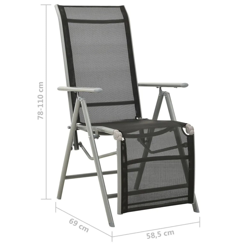 Sedie da Giardino Reclinabili 2 pz | Sedie da Esterno Textilene e Alluminio Argento