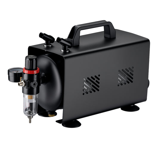 Compressore aerografo AS18TB 1/6 CV, con portata d'aria 20-23 l/min, compressore silenzioso per pistola aerografo con serbatoio da 1 litro, aria compressa per aerografia