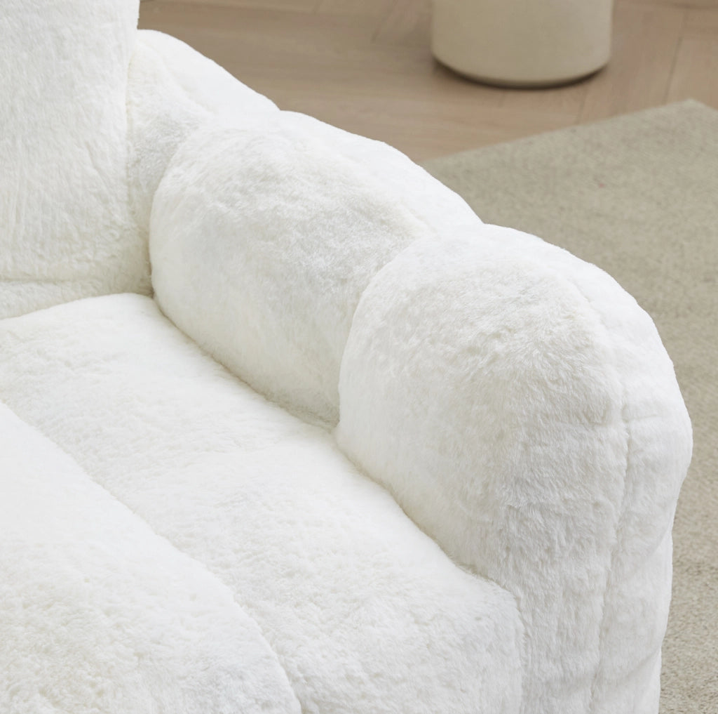 Poltrona sacco a forma di loto in peluche bianco HAVRYA