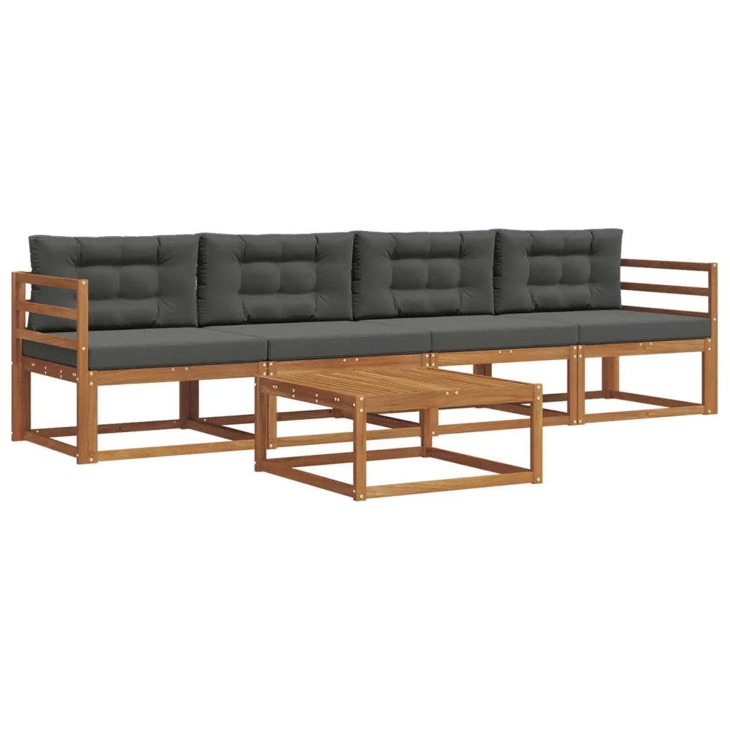 Set di divani da esterno con cuscino 5 pcs Naturale e Antracite 3367145