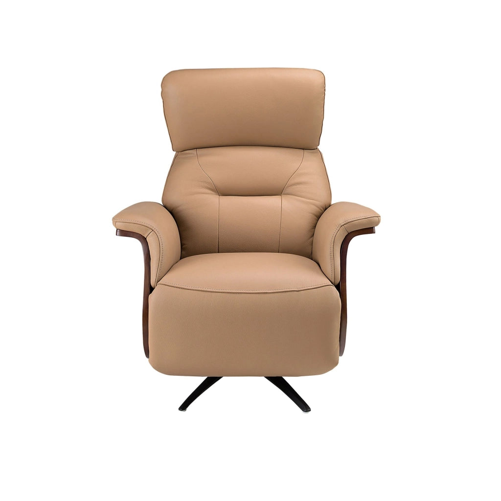 Poltrona relax girevole in pelle marrone