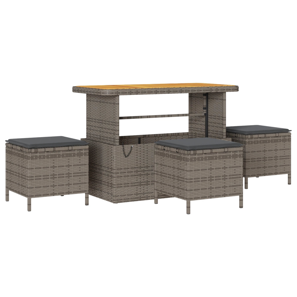 Set Divano da Giardino  10 Pezzi con Cuscini Grigio Polyrattan Acacia