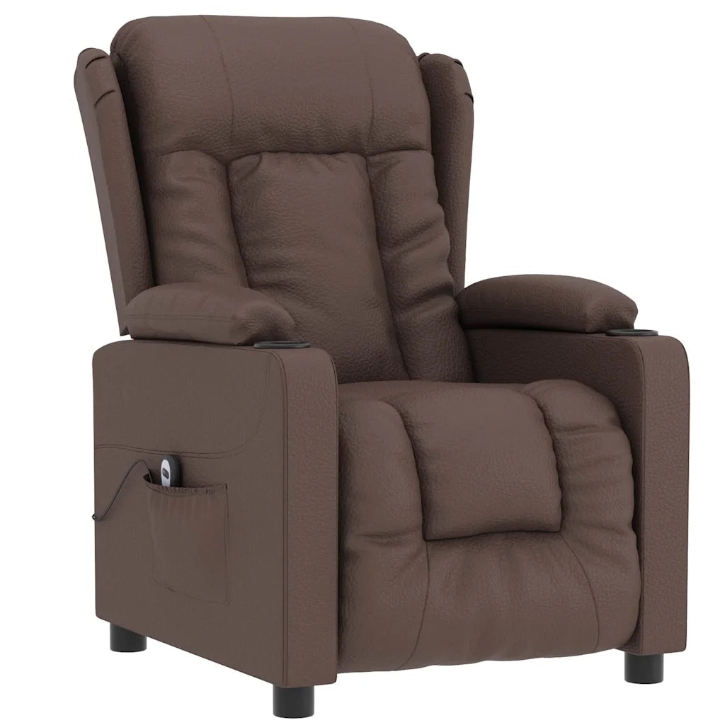 Divano Sedia-Poltrona Reclinabile Elettrica Marrone in Similpelle 315449