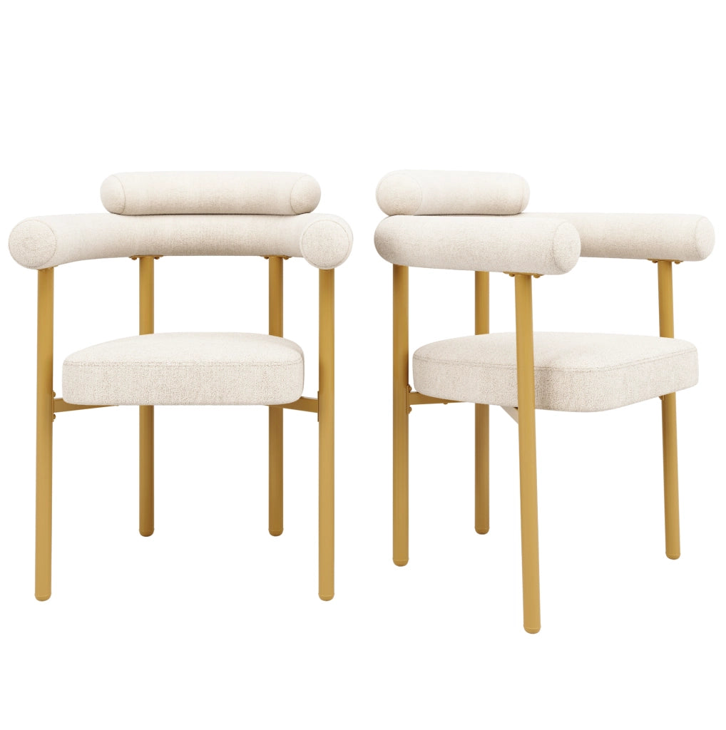 Sedia 70x62x84 cm con schienale ergonomico e seduta ampia in velluto beige e oro
