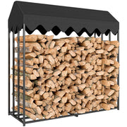 Porta Legna da Esterno ¨C Zephmum ¨C 186x70x185 cm Nero Acciaio