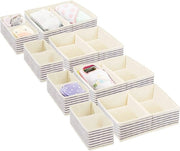 Set di 4 scatole di archiviazione per la camera dei bambini, scatola di archiviazione pieghevole per la camera dei bambini, in 2 misure per abbigliamento per bambini, armadio per bambini, organizzatore di fibra di vetro ad alta respirazione, naturale/blu