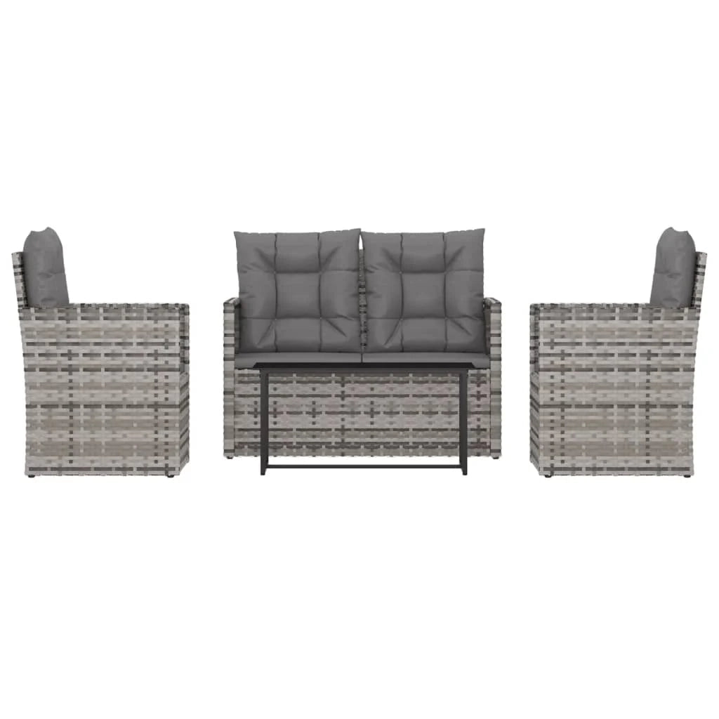 Mobili da giardino mobili da esterno set di mobili con cuscini 4 pezzi in resina intrecciata grigia 02_0018294