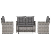 Mobili da giardino mobili da esterno set di mobili con cuscini 4 pezzi in resina intrecciata grigia 02_0018294