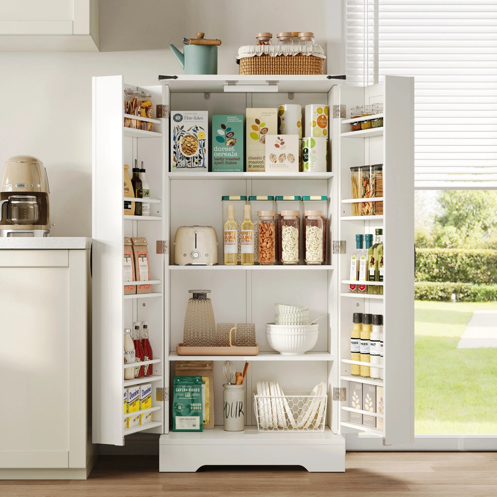 Credenza da cucina 60x35x128，5 cm bianca， stile country， LED
