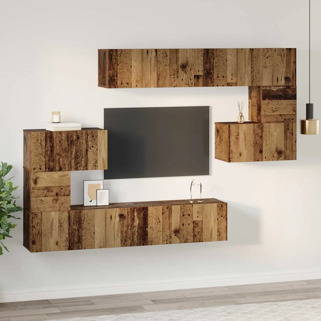 vidaXL Set mobile TV 8 pcs Legno vecchio 80 x 30 x 30 cm