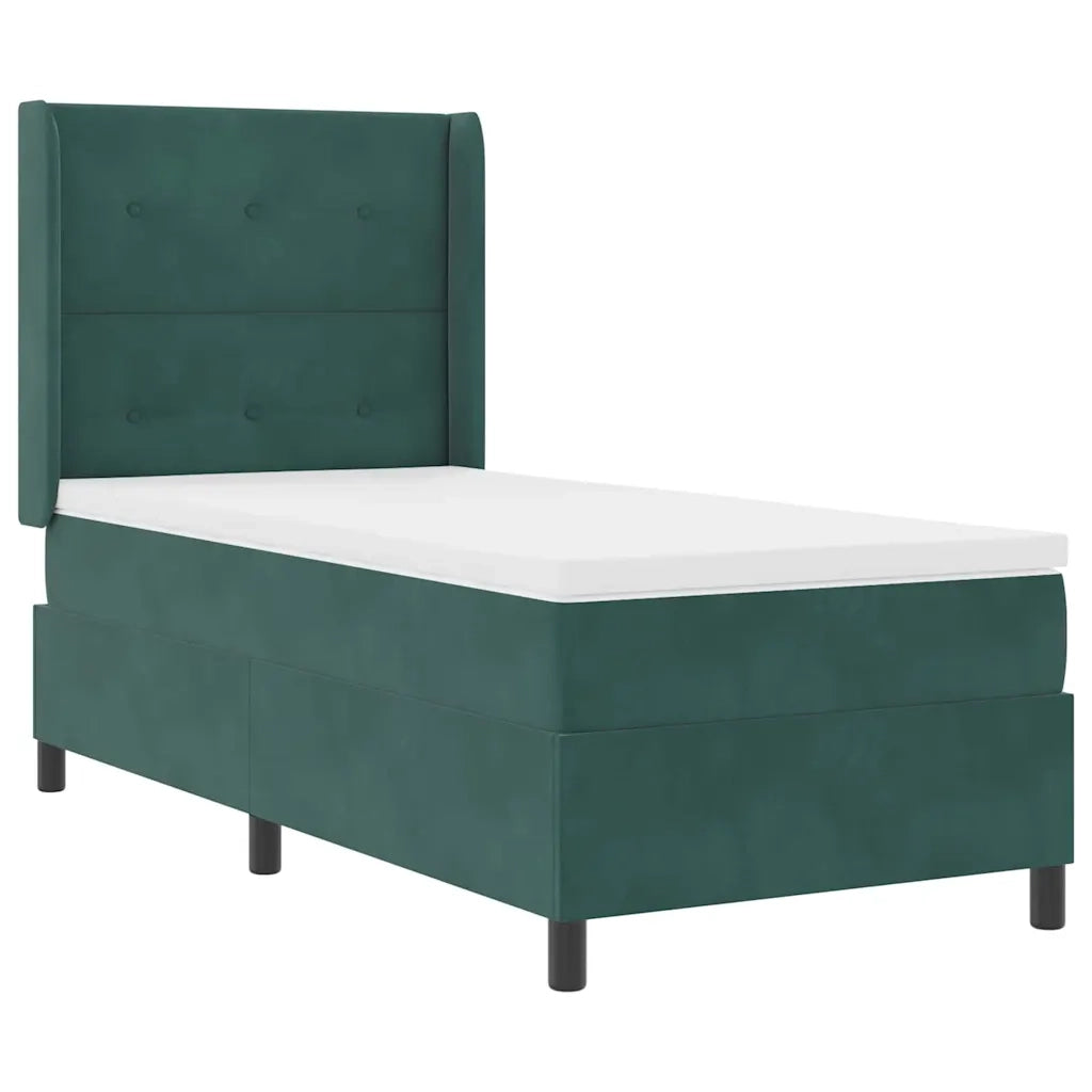 Letto a molle con materasso Verde Scuro 100 x 200 cm Velluto 3341999