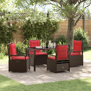 Set da Pranzo da Giardino 5 Pezzi in Rattan Poligonale Marrone