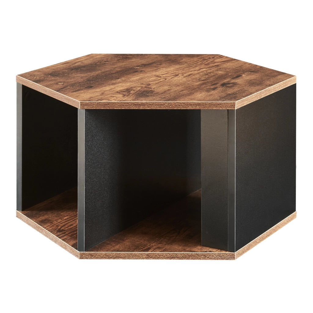 Set di 2 Tavolini Molde Design Esagonale - Effetto Noce / Nero [en.casa]