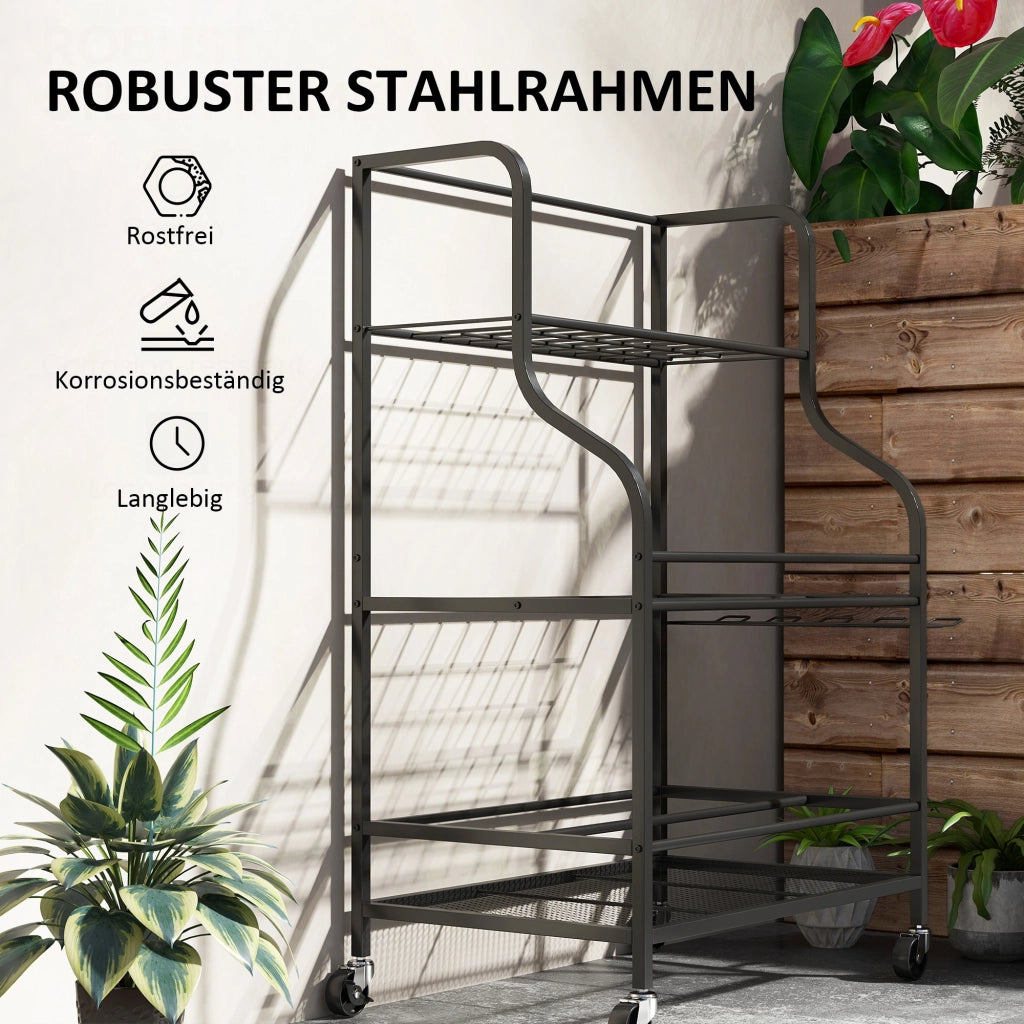 Organizzatore per attrezzi da giardino 3 livelli ¨C zephmum ¨C 77x40x97 cm nero