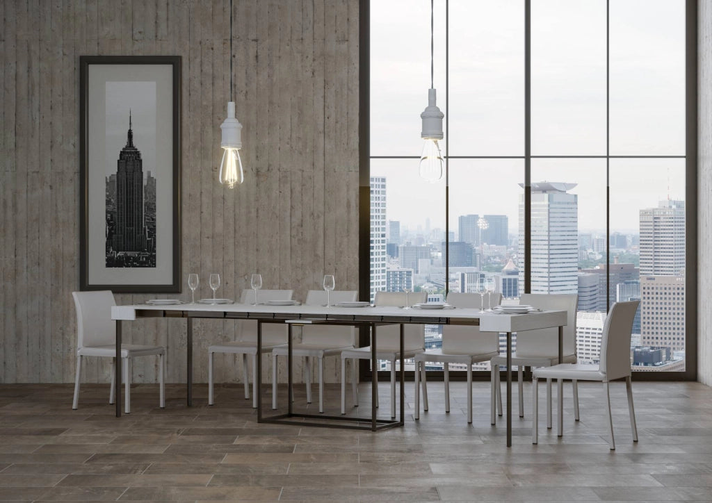 Consolle Allungabile 90-300x40x77 cm in Nobilitato Bianco