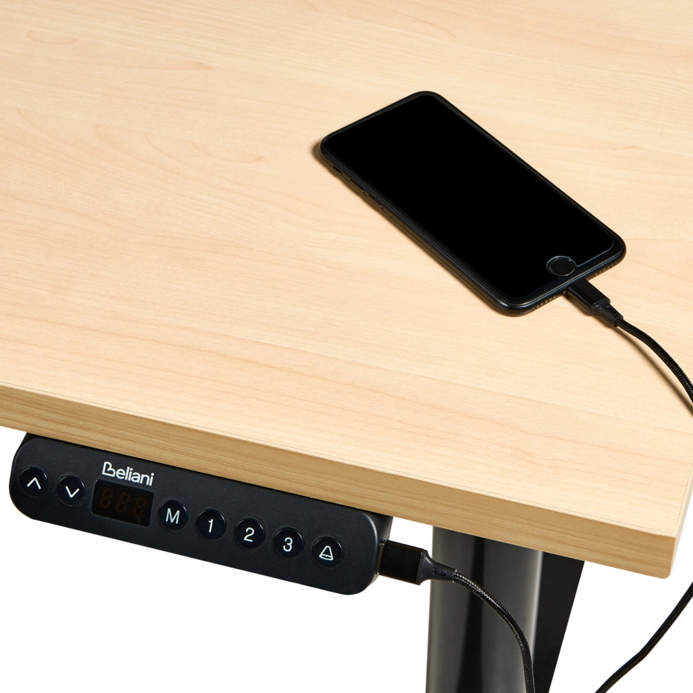 Scrivania regolabile in altezza elettricamente bianco 180 x 72 cm nero e marrone chiaro in acciaio verniciato a polvere