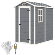 CASETTA DA GIARDINO IN RESINA CON PAVIMENTO PORTA CON BLOCCO E FINESTRA 1.3 X 1.8 M GRIGIO
