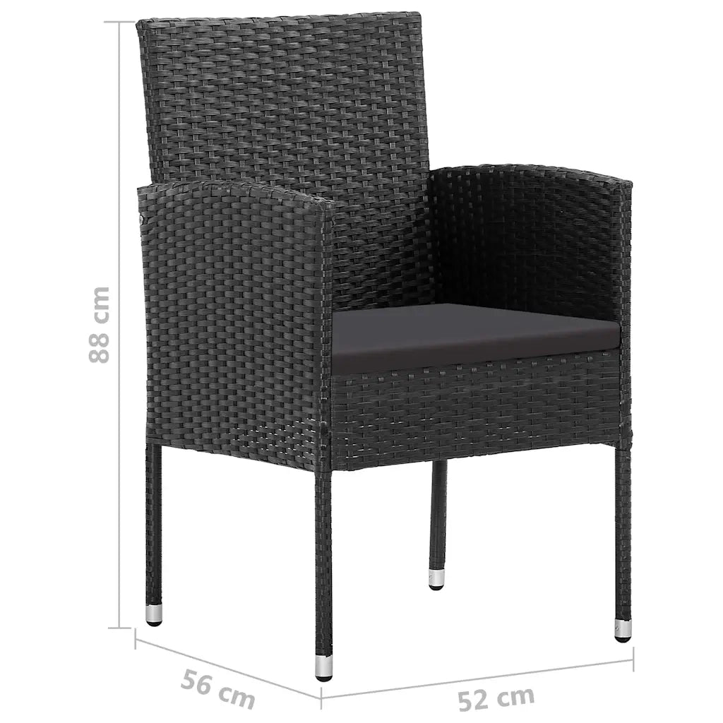 Sedie da Giardino con Cuscini Neri 2 pz Nere in Polyrattan 318706