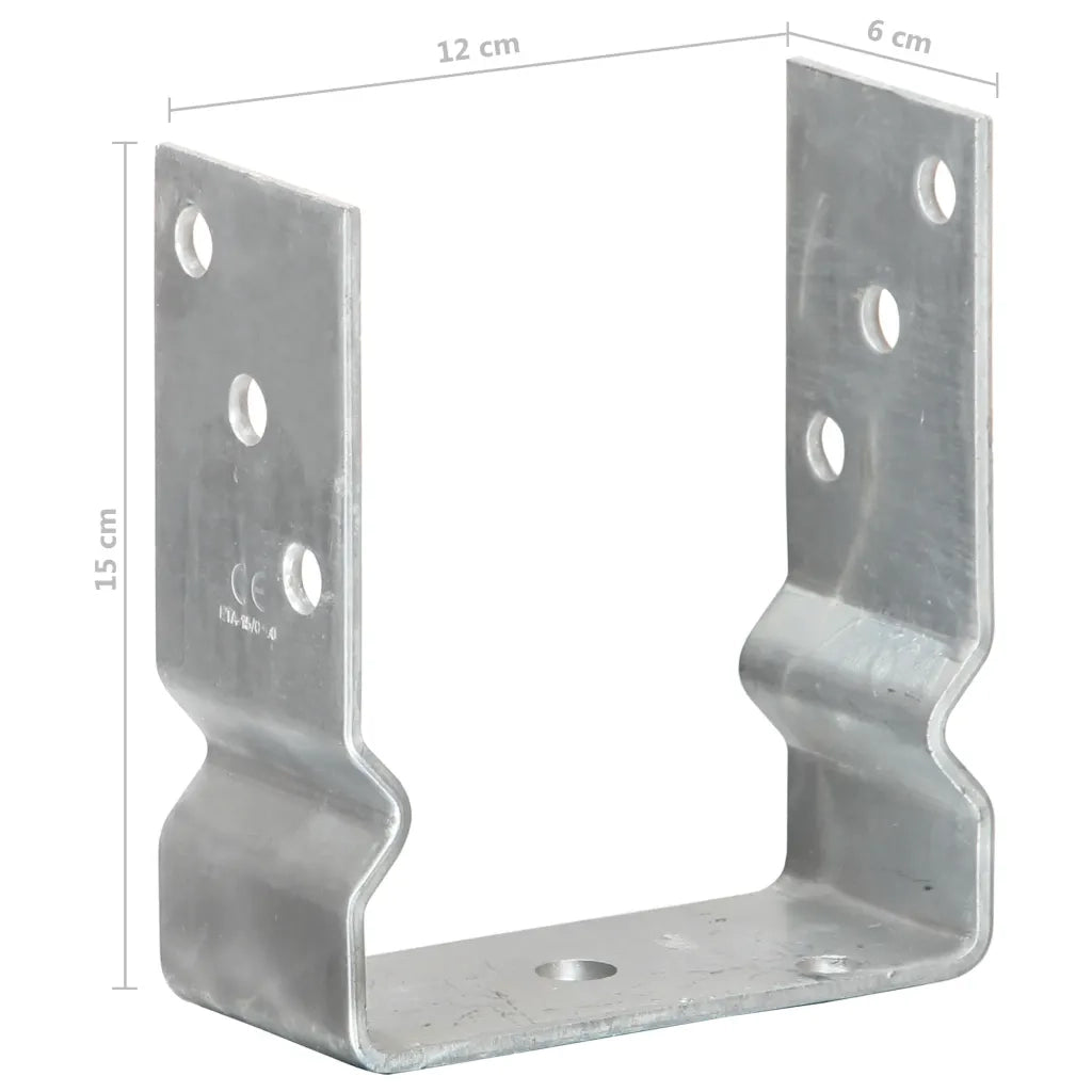 Picchetti per Recinzione 12pz Argento 12x6x15cm Acciaio Zincato 145340