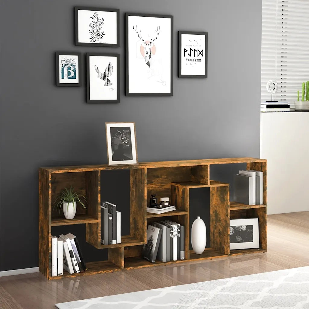 Libreria-Scaffale per Libri-Mobile di Stoccaggio Rovere Fumo 67x24x161 cm in Legno Multistrato