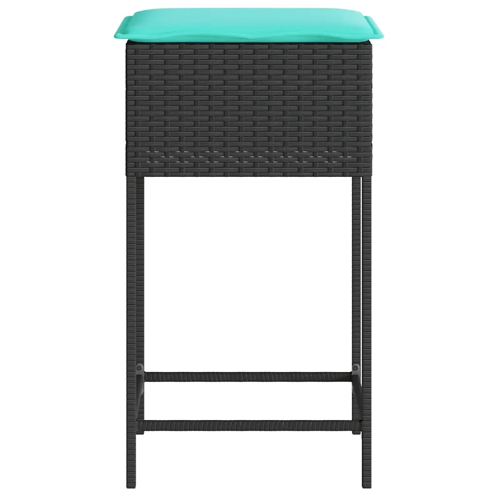 Sgabelli da giardino con Cuscini 2 pz in Polyrattan Nero 368325