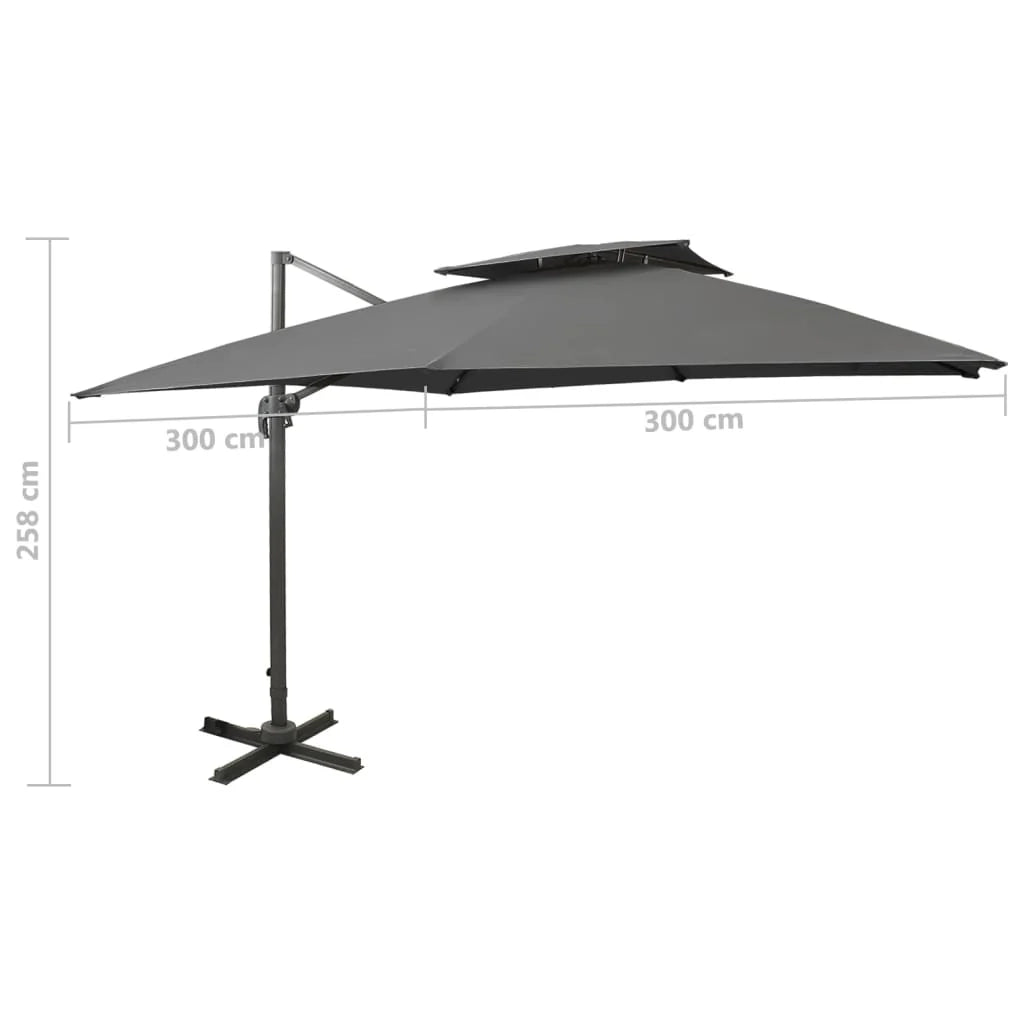 Ombrellone a braccio con doppio tetto 300 x 300 cm antracite 02_0008556