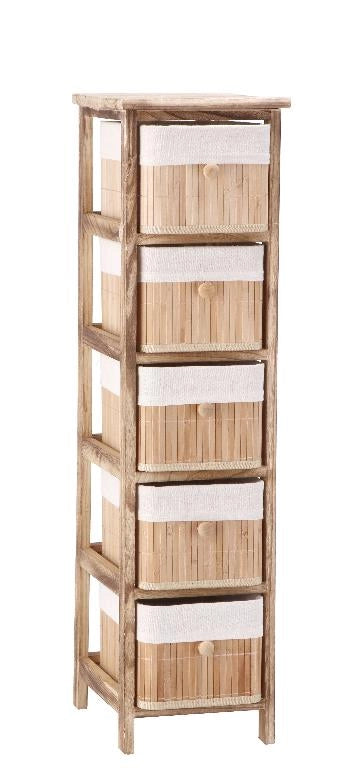 Mobiletto Cassettiera in Legno con 5 Cassetti 26 x 32 x 98 cm