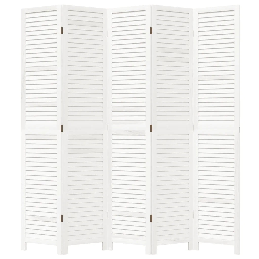 Divisorio Ambienti 5Pannelli Bianco Legno Massello di Paulownia 358839