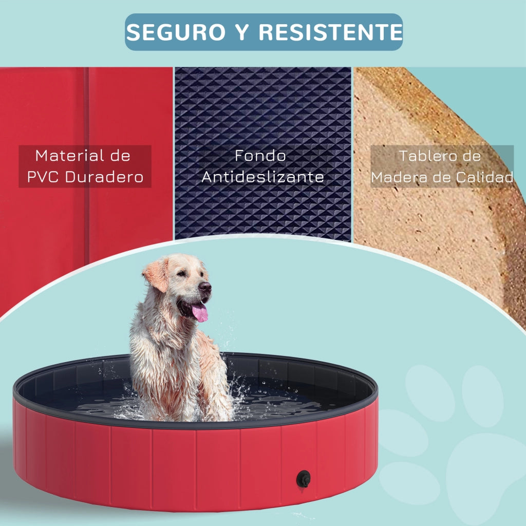 Vasca Pieghevole per Cani Gatti ¨C Zephmum ¨C ?140x30 cm PVC Antiscivolo Rosso