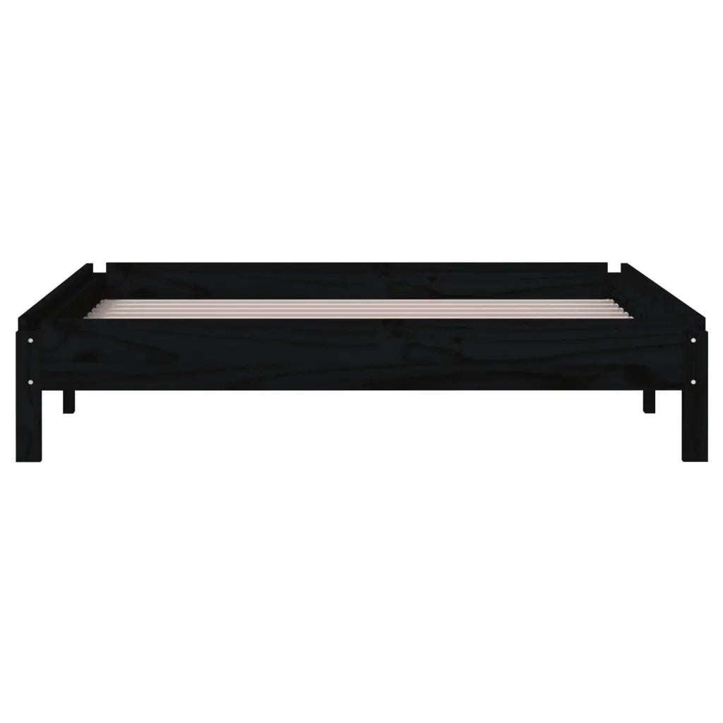 Letto Impilabile Nero 80x200 cm in Legno Massello di Pino 820401