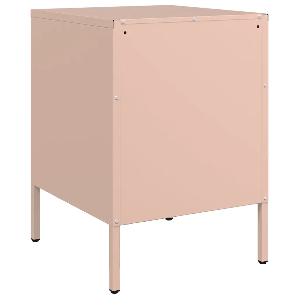 Comodino | Armadio da Notte | Mobiletto da notte Rosa 36x39x50,5 cm in Acciaio