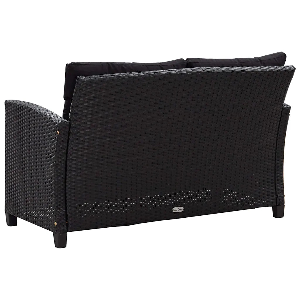 Divano da Giardino 2 Posti con Cuscini Nero 124 cm Polyrattan cod mxl 78304