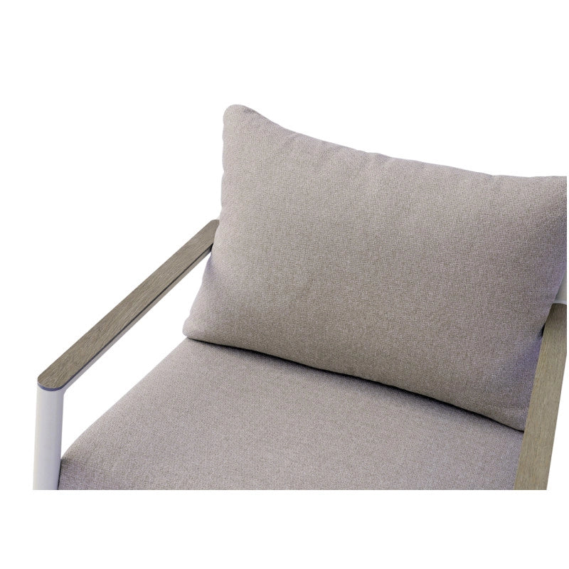 Salotto Cadice Alluminio Bianco Bracciolo Effetto Legno Moia