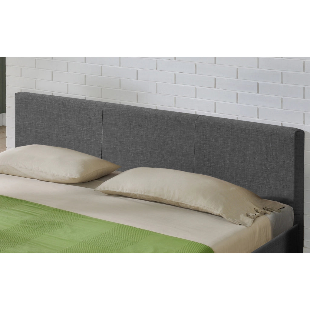 Letto Matrimoniale a Testiera Alta con Materasso 180x200 cm Rivestimento in Tessuto Grigio Scuro Corium