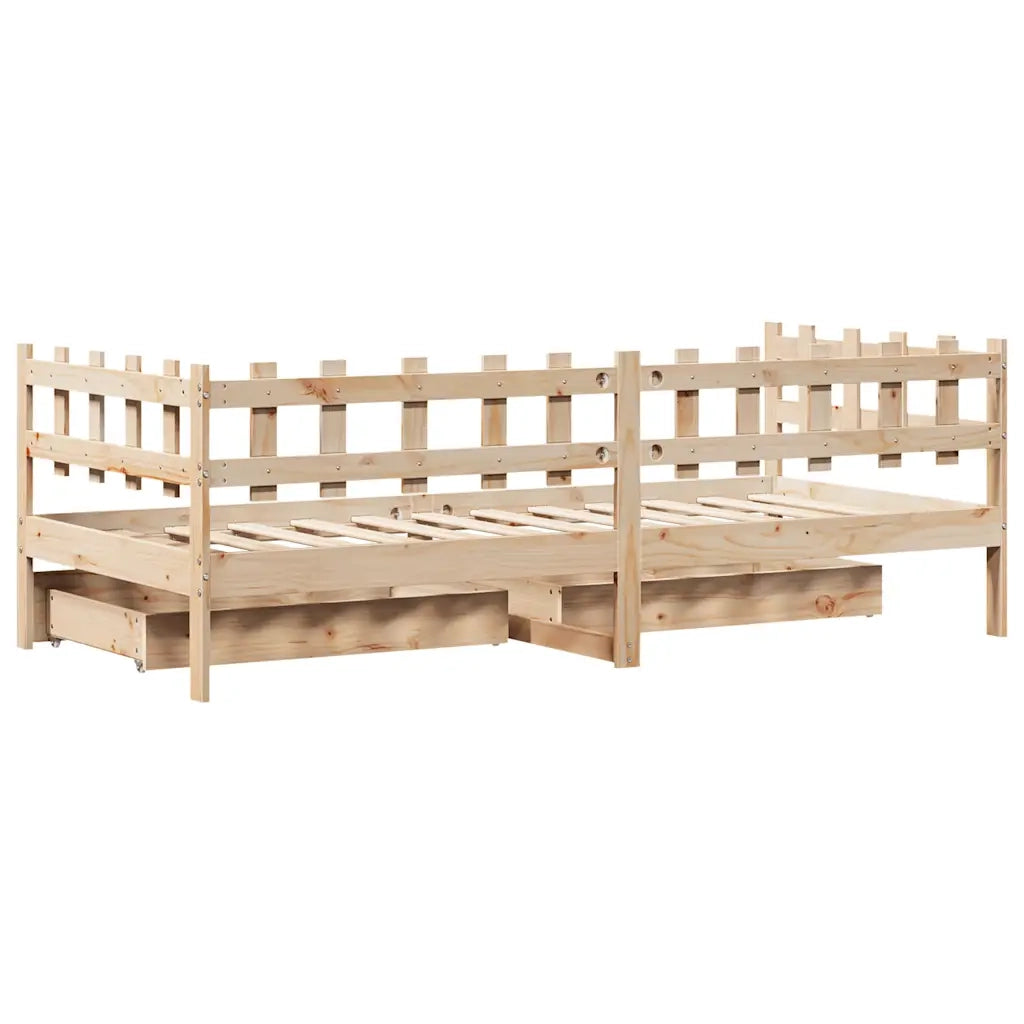 Dormeuse con Cassetti 90x190 cm in Legno Massello Pino 3302136