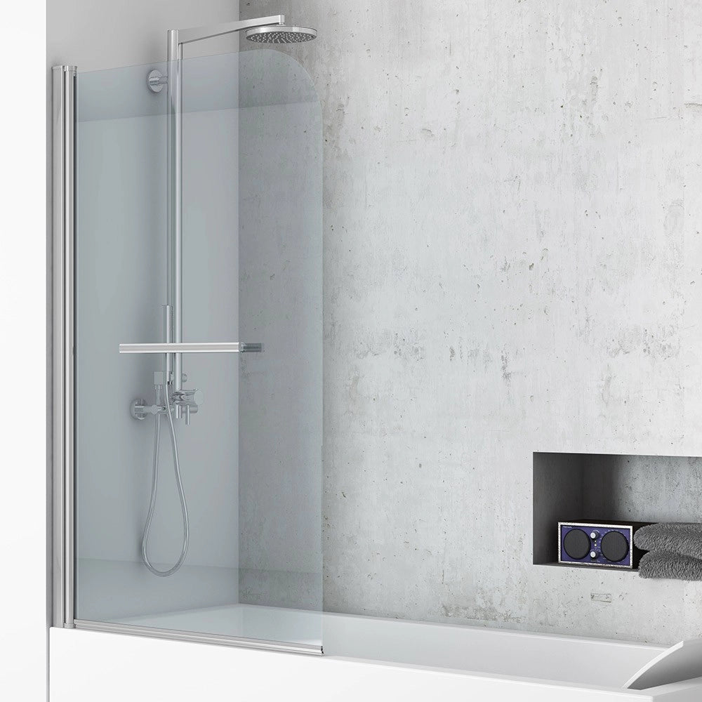 Parete vasca 120-122 con elemento fisso, vetro trasparente 6 mm- new plus