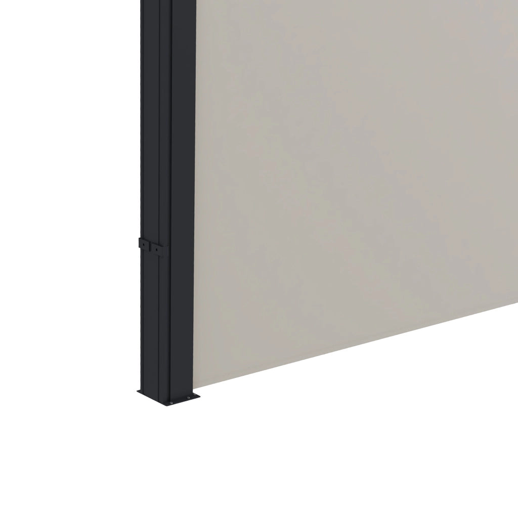 Barriera estensibile a forbice con privacy avvolgibile protezione UV30+ per esterni in poliestere grigio chiaro