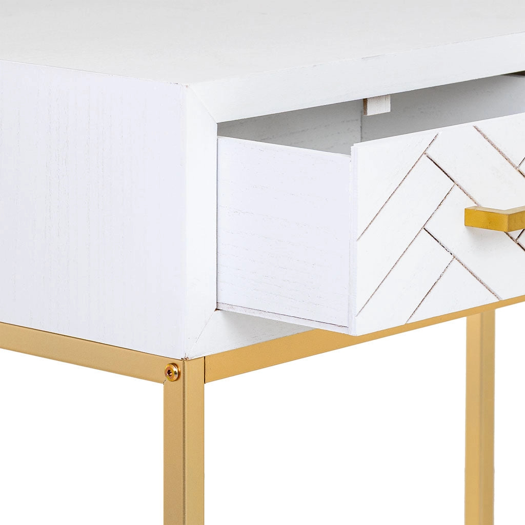 Mobile ingresso con 2 cassetti, legno e metallo, 80x42x79h cm